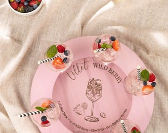 WildberryBar - Das Serviertablett für 6 Weingläser mit Platz für Flaschen und Zubehör in der Mitte. Das perfekte Geschenk für Genießer !