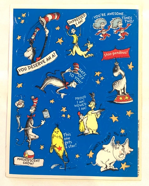 Seuss Reward Sticker Sheet Hallmark Vintage Rare - Main Image