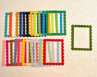 25 Scallop Frame Die Cuts Mixed Lot Grab Bag Great Variety of Colors Scrapbooking Kids Art Card Making Junk Journals and more Frames
