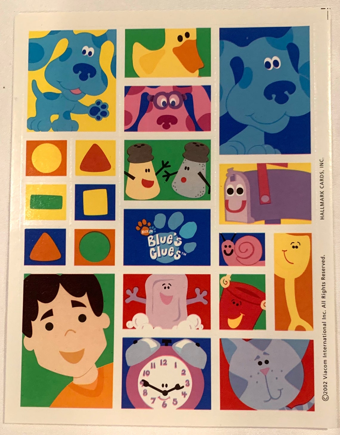 Vintage Blue’s Clues Sticker Sheet W/ Joe Hallmark Cards Viacom ...