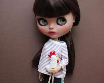 Miniature Crochet Chicken Toy for Blythe Doll - Cute Handmade Amigurumi