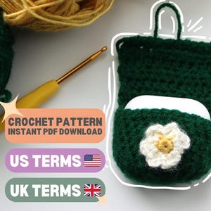 DIY AirPod Case, Daisy AirPod Case Crochet Pattern, Floral AirPod Case Pattern, Cute AirPod Case Cover, Handmade AirPod Case Pattern
