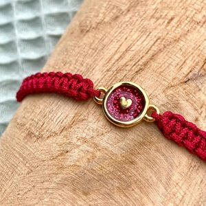 Macrame bracelet / friendship bracelet / heart bracelet / wine red bracelet / glitter bracelet / individual bracelet