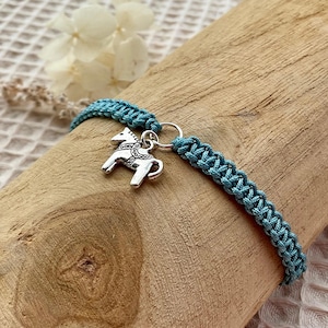 Macrame bracelet with silver horse in your desired color great gift for horse lovers