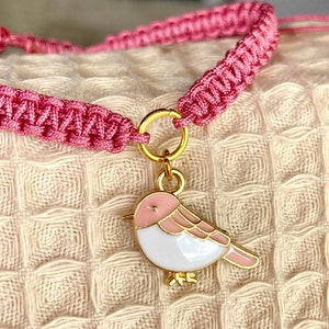 Macrame bracelet / bird bracelet / pink bracelet / small gift for girlfriend / macrame bracelet / Mother&#39;s Day gift / Easter gifts