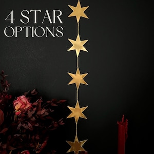 Gold Star Garland Celestial Decor Vintage Brass Decor Mid Century Modern Wall Art Mystical Boho Art Dark Academia Home Decor Nouveau Fantasy