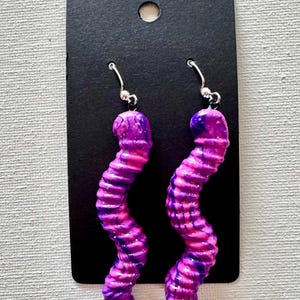 Would You Still Love Me If I Was a Worm Handmade Clay Earrings (Amethyst)