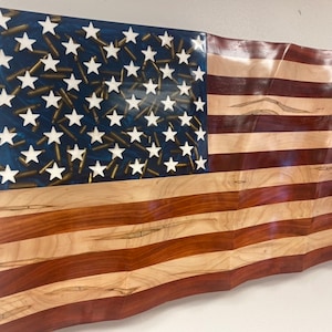 Wooden American Flag, American Flag, Handmade American Flag by Veterans and Law Enforcement - Customizable Wooden Flag.