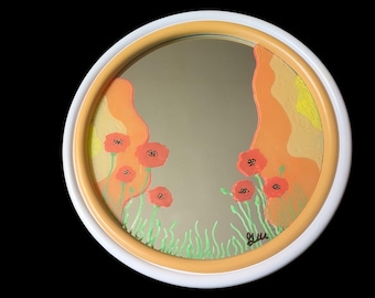Hand-Painted poppy mirror