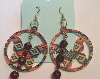 Handcrafted Faux Leather red butterfly Earrings