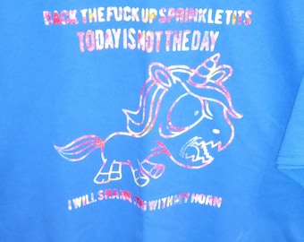 Funny tshirt Back the _ up I'll shank you with my horn