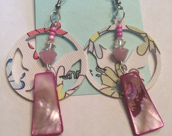 Handcrafted Faux Leather pink butterfly Earrings