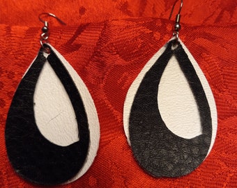Handcrafted Faux Leather Tear Drop Earrings