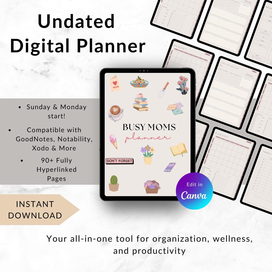 2026 Busy Mom Digital Planner | Hyperlinked iPad Planner for Goodnotes ...