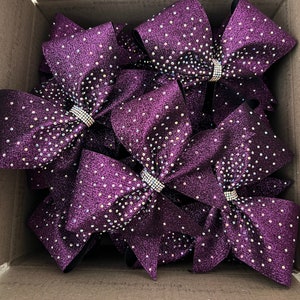 Custom Glitter and Rhinestone Cheer Bow - You pick the color! Competition School Sideline Pom Dance