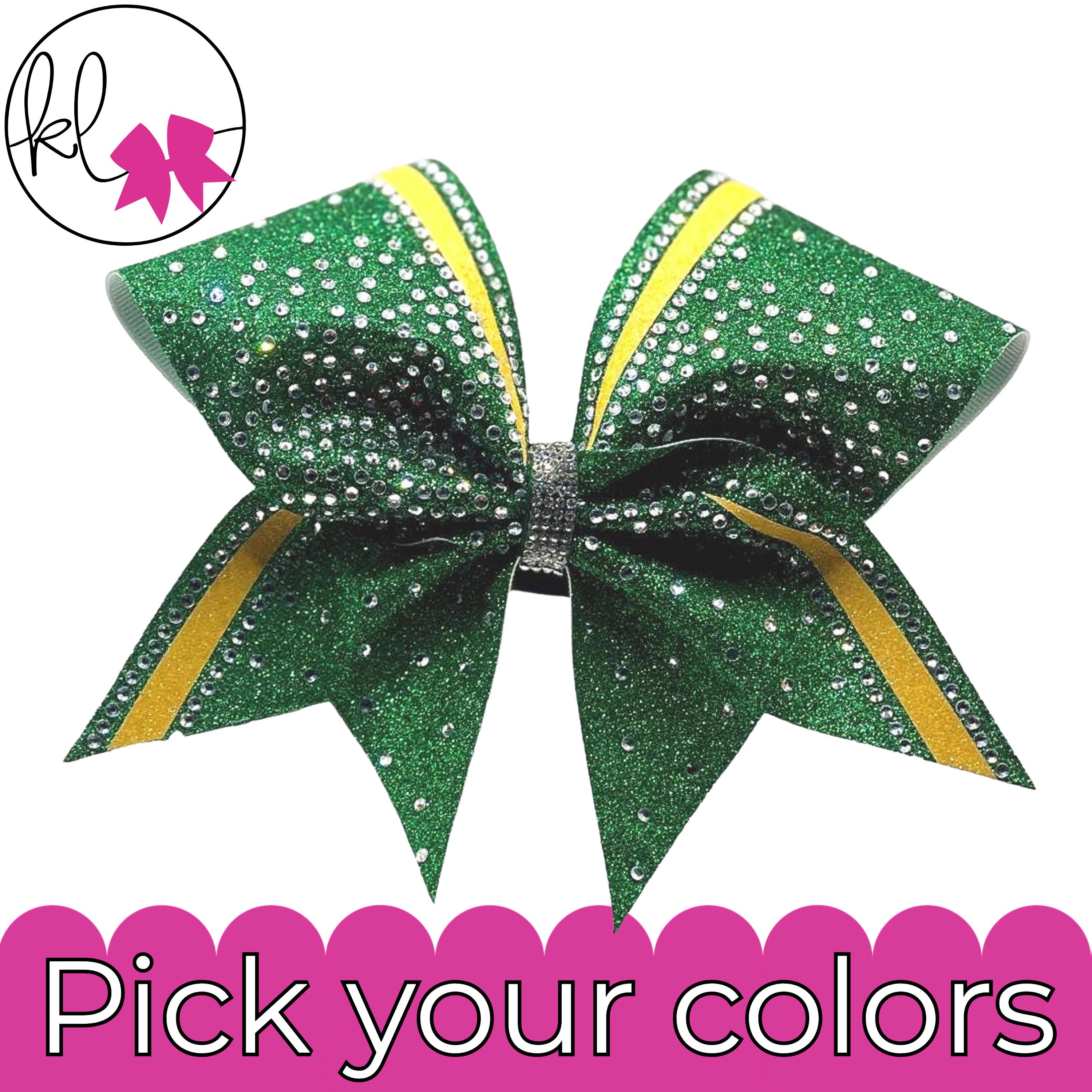 Custom Glitter Rhinestone Cheer Bow - Personalized Team Colors