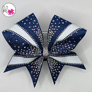 Custom Competition Glitter and Rhinestone Cheer Bow - Fully Customizable Colors  Perfect for Cheerleading Cheer Pom Sideline & Dance Teams