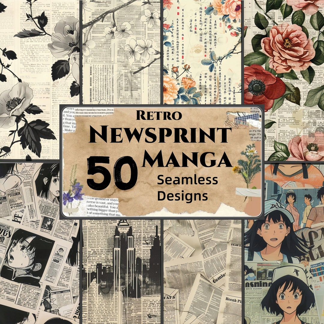 Seamless Newsprint, Retro Newspaper Clipping Art, Newspaper Print Set ...