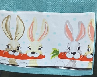 Spring Bunny carrot kitchen towels