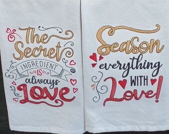 Love and Hearts Kitchen Towels - 2 designs