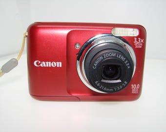 Canon PowerShot A800 10.0MP compact point and shoot Digital Camera red color, excellent condition + SD memory card Tested and Works