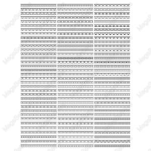 Geometrische Border Clipart-Set in Monochrom, SVG PNG-Formate, perfekt für Scrapbooking und Grafikdesign
