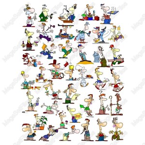 Quirky Cartoon Character Clipart Set in SVG, PNG | Humorous Comic Style for Crafts, Scrapbooking