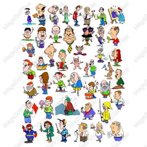 Ensemble de cliparts personnage de dessin animé original en SVG, PNG | Éléments d'illustration amusants et colorés