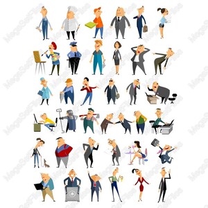200 000 cliparts + Conjunto de cliparts de personajes de oficina / Estilos de personas de negocios en SVG, PNG / Ilustraciones de dibujos animados para diseños corporativos