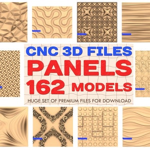 Panelen 162-delige CNC-stl 3D-modellen. Panelen stl, cnc-panelen, 3D-panelen, panelenmodel, 3D-cnc-model, cnc-routerbestanden, artcam, aspire, vcarve