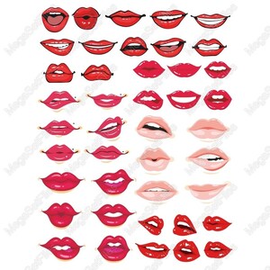 Rossetto vibrante SVG PNG Set - 30 labbra glamour Clipart per design di bellezza e moda