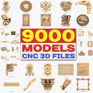 9000 3D models for CNC Router! The largest catalog in the world! Photo in the description! Commercial license included!