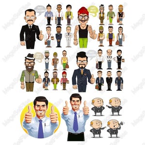 Quirky Businessman Character Clipart Set SVG PNG - Fun Office Theme Illustrations