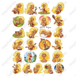 Ensemble de cliparts cartoon Style homme des cavernes - dessins de personnages blonds - éléments préhistoriques amusants de SVG, PNG