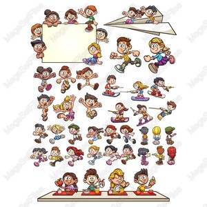 Playful Kids Adventure Clipart Set - SVG, PNG, Cartoon Style, Colorful Characters