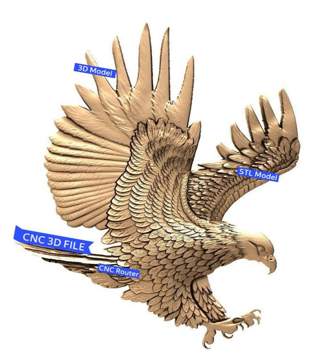 Majestic Soaring Eagle STL 3D Relief for CNC Router, Patriotic Bird ...