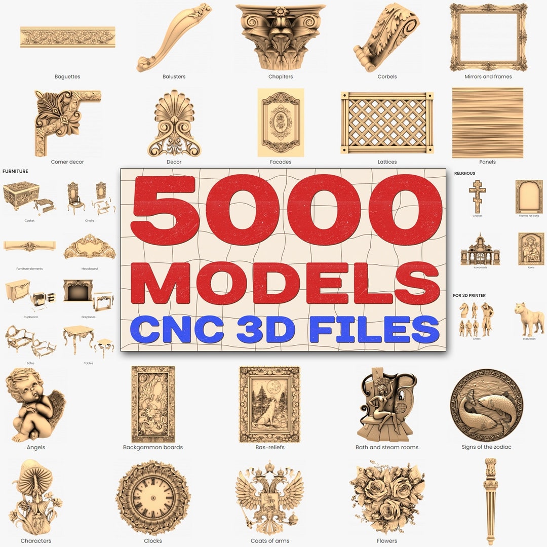 5000 3D Models for CNC Router, Stl File, 3d Stl, 3d Cnc, Router, Stl ...