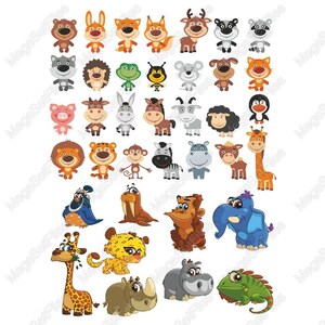 Whimsical Animal Clipart Set in Cartoon Style SVG PNG for Kids’ Crafts & Decor