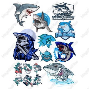 Playful Shark Clipart Set in SVG PNG Formats for Kids Parties and Events