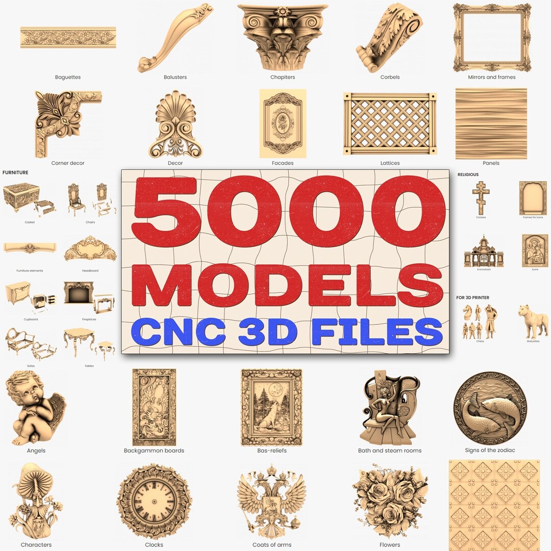 5000 3D Models for CNC Router, 3d Design, Wall Clock Model, Cut 3d ...