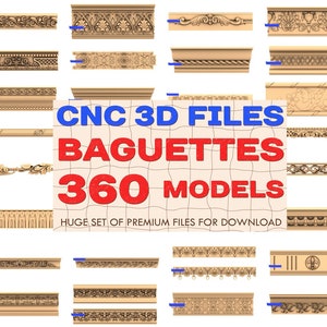 Baguettes 360 pcs CNC stl modèles 3D. Baguettes stl, Baguettes cnc, Baguettes 3D, Modèle de baguettes, Modèle cnc 3D, Fichiers de routeur cnc, Artcam, Aspire