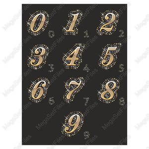 Elegante numero glitterato in oro e argento Clipart / SVG PNG / Design scintillante glamour per eventi e artigianato