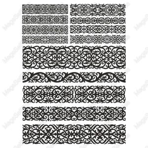 Conjunto de imágenes prediseñadas de borde ornamental intrincado en formato SVG PNG: patrones negros elegantes para manualidades
