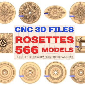 Rosaces, 566 pièces, modèles 3D stl CNC. Rosettes stl, rosaces cnc, rosaces 3D, modèle de rosaces, modèle cnc 3D, fichiers de routeur cnc, artcam, aspire