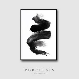 Black and White Abstract Wall Art Digital Download | Bold Brushstroke Minimal Ink Painting, Modern Monochrome Printable Artwork