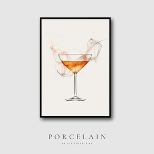 Cocktail Wall Art Printable | Martini Glass Abstract Artwork, Bar Cart Decor Digital Download, Modern Mixology Kitchen Painting Print