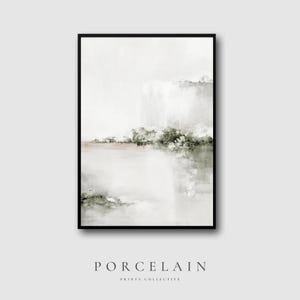 Minimal Abstract Landscape Wall Art Digital Download | Neutral Green Beige Artwork, Serene Printable Modern Nature Inspired Decor