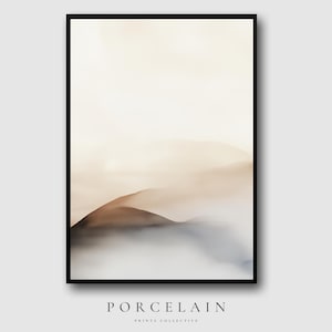 Neutral Abstract Landscape Wall Art | Soft Misty Hills in Beige & Grey, Minimal Nature-Inspired Digital Download, Calm Earth Tone Decor