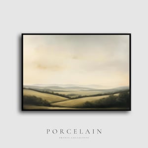 Countryside Landscape Wall Art Printable | Rolling Hills Digital Download, Neutral Pastoral Scene for Rustic or Farmhouse Decor