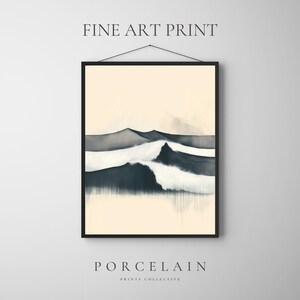 FINE ART PRINT Minimal Coastal Wall Art | Abstract Ocean Wave Artwork, Neutral Seascape Poster for Beach House Decor